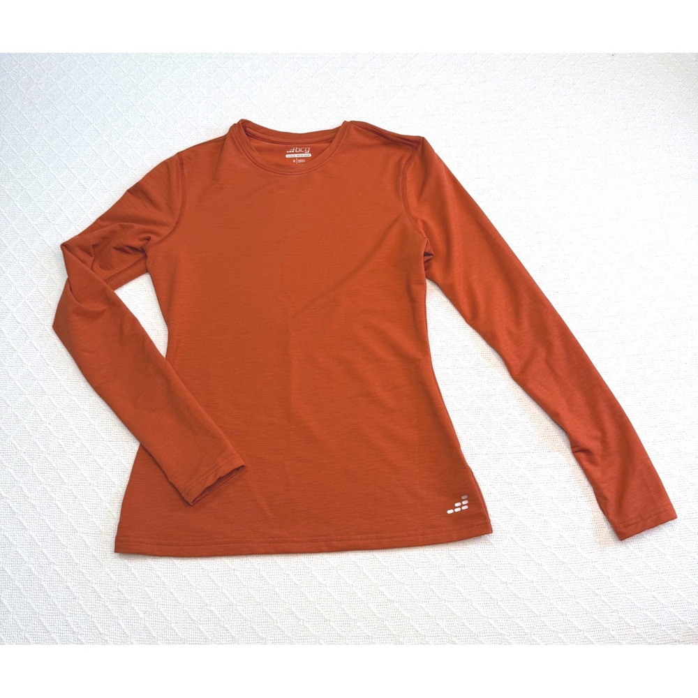 BCG Cold Weather Women Small Burnt Orange Long Sleeve Top Thumbholes 163273